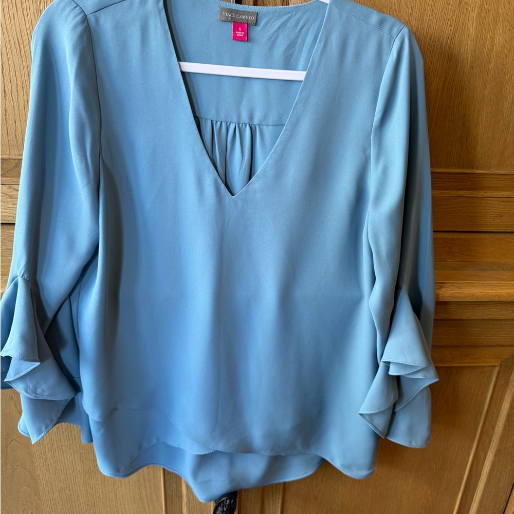 Vince Camuto Soft Blue V-Neck Blouse